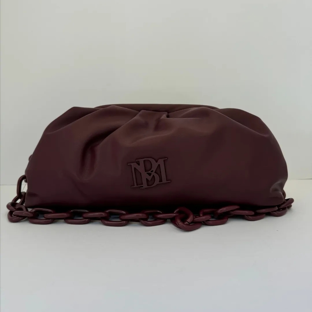 Maroon Dumpling Clutch with Chain Strap